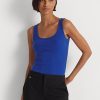 Camisetas sin mangas de mezcla de algodón Ralph Lauren azules para mujer