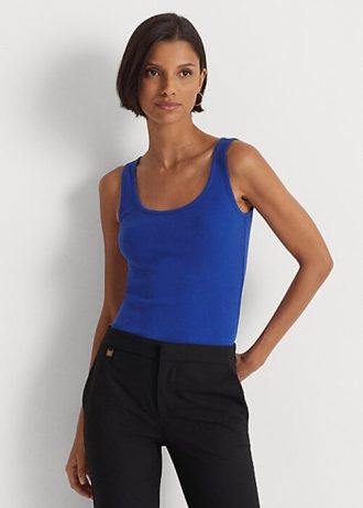 Camisetas sin mangas de mezcla de algodón Ralph Lauren azules para mujer