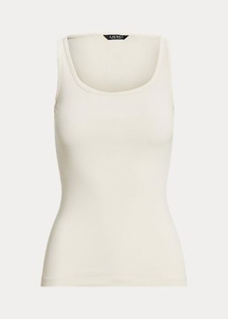 Camisetas sin mangas de mezcla de algodón Ralph Lauren para mujer en color crema