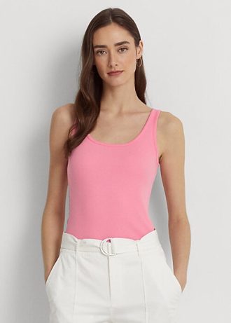 Camisetas sin mangas de mezcla de algodón Ralph Lauren para mujer en color rosa