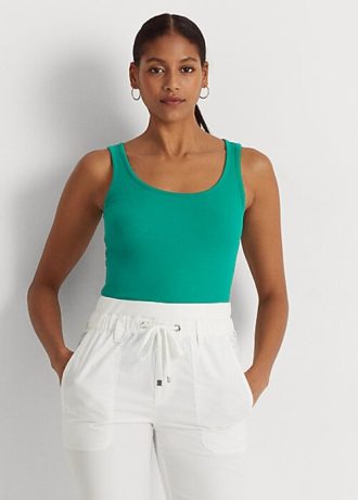 Camisetas sin mangas de mezcla de algodón Ralph Lauren para mujer en color verde