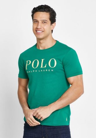 Camisetas verdes de cuello redondo con el logotipo de Ralph Lauren para hombre
