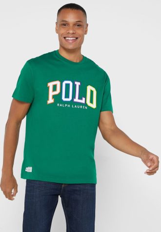 Camisetas verdes de cuello redondo con el logotipo de Ralph Lauren para hombre