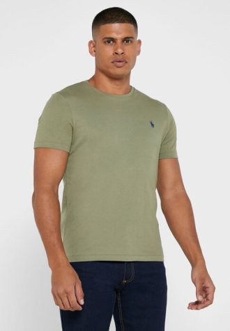 Camisetas verdes de cuello redondo con logo en el pecho de Ralph Lauren para hombre