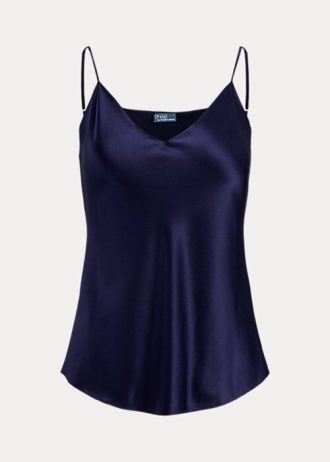 Camisola de seda Ralph Lauren para mujer en color azul marino