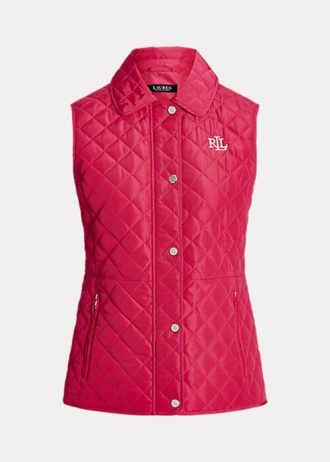 Chaleco acolchado con rombos de Ralph Lauren para mujer en color rosa