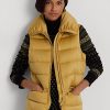 Chaleco acolchado de satén Ralph Lauren dorado para mujer