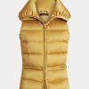 Chaleco acolchado de satén Ralph Lauren dorado para mujer