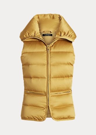 Chaleco acolchado de satén Ralph Lauren dorado para mujer