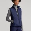 Chaleco híbrido con cremallera completa y parte delantera acolchada Ralph Lauren para mujer, color azul marino Chaleco híbrido con cremallera completa y parte delantera acolchada Ralph Lauren para mujer, color azul marino