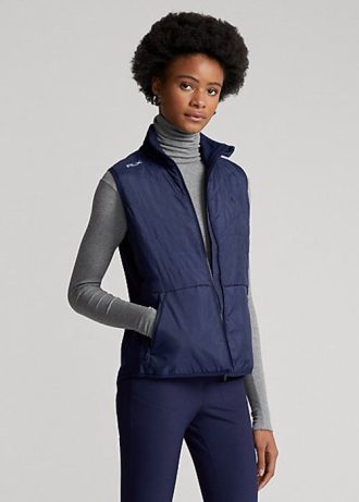 Chaleco híbrido con cremallera completa y parte delantera acolchada Ralph Lauren para mujer, color azul marino