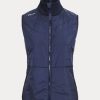 Chaleco híbrido con cremallera completa y parte delantera acolchada Ralph Lauren para mujer, color azul marino Chaleco híbrido con cremallera completa y parte delantera acolchada Ralph Lauren para mujer, color azul marino