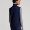 Chaleco híbrido con cremallera completa y parte delantera acolchada Ralph Lauren para mujer, color azul marino Chaleco híbrido con cremallera completa y parte delantera acolchada Ralph Lauren para mujer, color azul marino