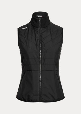 Chaleco híbrido Ralph Lauren de cuello alto y cremallera para mujer, color negro