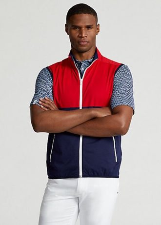 Chaleco plegable impermeable Ralph Lauren para hombre, color rojo/azul marino