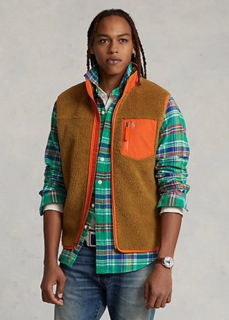Chaleco polar de pelo reforzado Ralph Lauren marrón para hombre