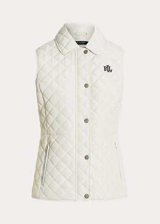 Chaleco Ralph Lauren con acolchado de diamantes para mujer en color crema
