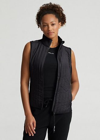 Chaleco Ralph Lauren Hybrid Performance con cremallera completa para mujer, color negro