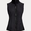 Chaleco Ralph Lauren Hybrid Performance con cremallera completa para mujer, color negro