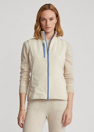 Chaleco Ralph Lauren Terry sin mangas con cremallera completa para mujer en color crema