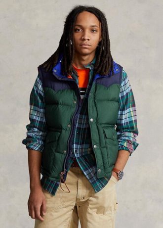 Chalecos de plumón impermeables verdes de Ralph Lauren para hombre