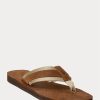 Chanclas de ante con ribete de grogrén Ralph Lauren para hombre, color marrón