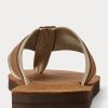 Chanclas de ante con ribete de grogrén Ralph Lauren para hombre, color marrón