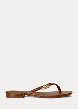 Chanclas de piel napa Ralph Lauren Emalia para mujer en color marrón Chanclas de piel napa Ralph Lauren Emalia para mujer en color marrón