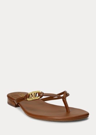 Chanclas de piel napa Ralph Lauren Emalia para mujer en color marrón Chanclas de piel napa Ralph Lauren Emalia para mujer en color marrón