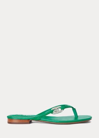 Chanclas de piel napa Ralph Lauren Emalia verdes para mujer Chanclas de piel napa Ralph Lauren Emalia verdes para mujer