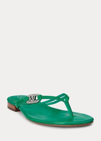Chanclas de piel napa Ralph Lauren Emalia verdes para mujer Chanclas de piel napa Ralph Lauren Emalia verdes para mujer