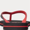 Chanclas Ralph Lauren Bolt Pony para hombre, color negro y rojo