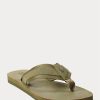 Chanclas Ralph Lauren de ante con ribete de grogrén en color oliva oscuro para hombre