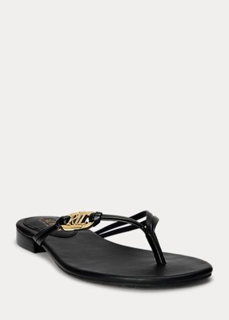 Chanclas Ralph Lauren Emalia de piel napa para mujer, color negro Chanclas Ralph Lauren Emalia de piel napa para mujer, color negro