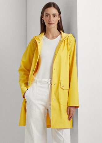 Chaqueta impermeable con capucha Ralph Lauren para mujer, color amarillo Chaqueta impermeable con capucha Ralph Lauren para mujer, color amarillo