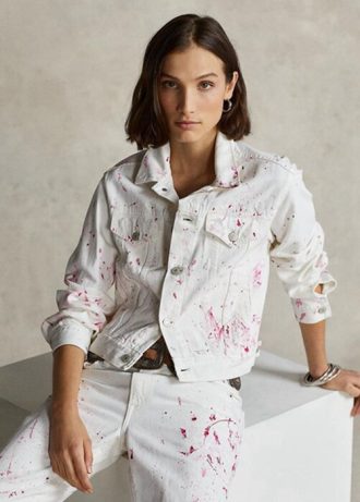 Chaqueta vaquera estilo camionero Ralph Lauren Pink Pony para mujer, color blanco Chaqueta vaquera estilo camionero Ralph Lauren Pink Pony para mujer, color blanco