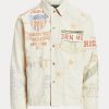 Chaqueta vaquera Ralph Lauren con estampado gráfico de pintor en color crema para hombre