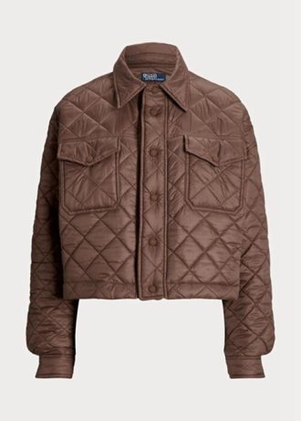Chaquetas acolchadas cortas impermeables Ralph Lauren para mujer en color marrón Chaquetas acolchadas cortas impermeables Ralph Lauren para mujer en color marrón