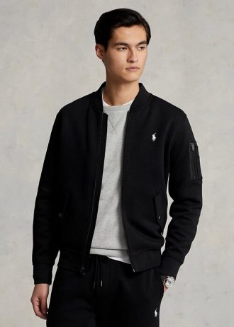 Chaquetas bomber de punto doble Ralph Lauren negras para hombre