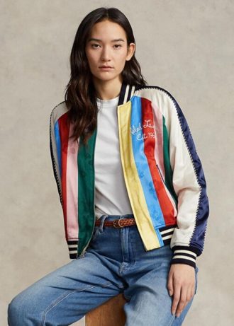 Chaquetas bomber de satén a rayas multicolor de Ralph Lauren para mujer Chaquetas bomber de satén a rayas multicolor de Ralph Lauren para mujer
