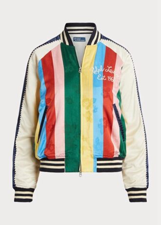 Chaquetas bomber de satén a rayas multicolor de Ralph Lauren para mujer Chaquetas bomber de satén a rayas multicolor de Ralph Lauren para mujer