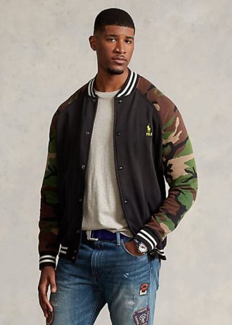 Chaquetas de béisbol de polar con mangas de camuflaje multicolor de Ralph Lauren para hombre