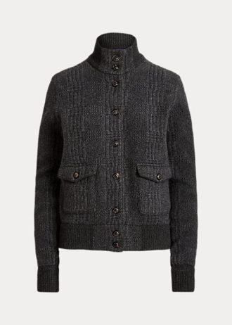 Chaquetas de cachemira Ralph Lauren Glen Plaid gris oscuro para mujer Chaquetas de cachemira Ralph Lauren Glen Plaid gris oscuro para mujer