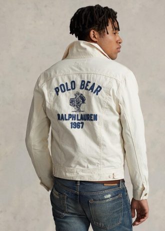 Chaquetas de camionero blancas con bordado de oso Polo Ralph Lauren para hombre