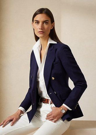 Chaquetas de crepé de lana Ralph Lauren Camden para mujer en azul marino