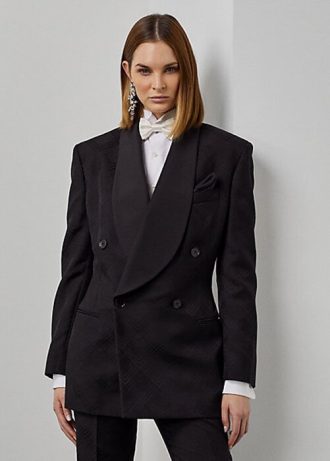 Chaquetas de esmoquin negras de jacquard Ralph Lauren Gregory para mujer