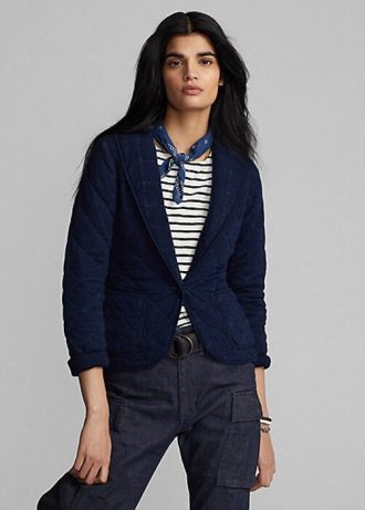 Chaquetas de jersey índigo acolchado Ralph Lauren para mujer, color azul marino