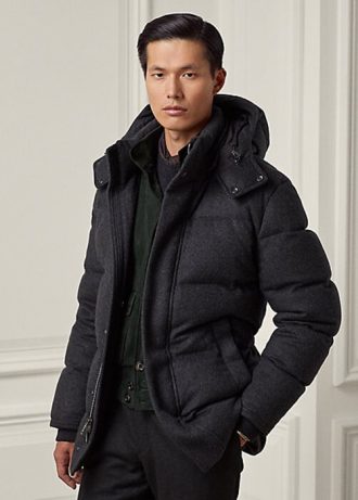 Chaquetas de plumón de mezcla de lana Ralph Lauren Cameron para hombre, color negro