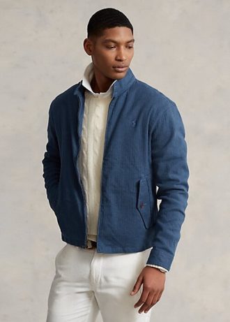 Chaquetas de sarga de espiga de mezcla de lino azul Ralph Lauren para hombre