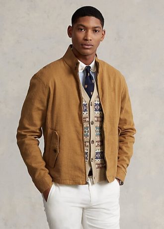 Chaquetas de sarga de espiga de mezcla de lino color caqui para hombre de Ralph Lauren